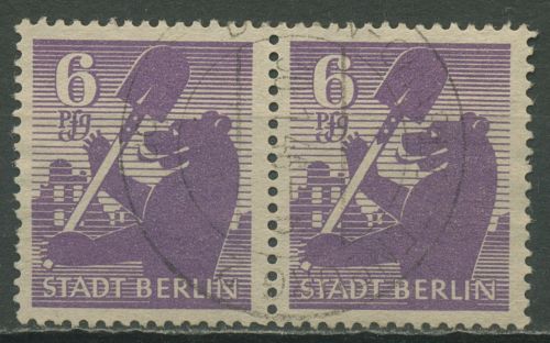 SBZ Berlin & Brandenburg 1945 Berliner Bär 2 Aa waz waag. Paar gestempelt