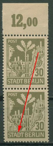 SBZ Berlin & Brandenburg 1945 Freimarke Plattenfehler 7 Aa waz f 14 A postfrisch