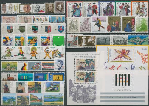 Bund 1994 Jahrgang komplett (1709/71, Block 28/30) postfrisch (SG98498)