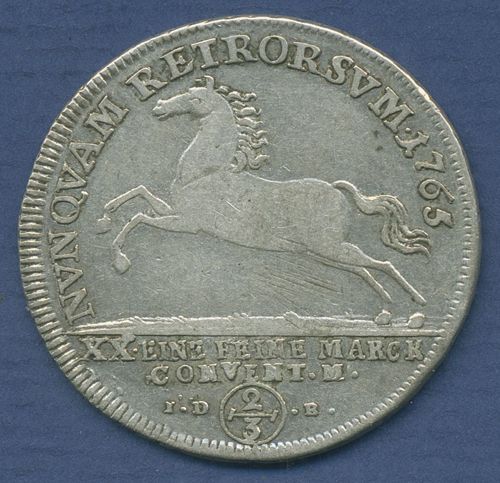 Braunschweig-Wolfenbüttel 2/3 Taler 1765, Carl I., Welter 2733, fast ss (m3019)