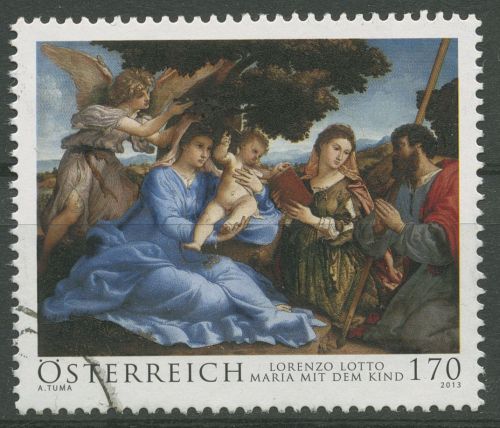 Österreich 2013 Gemälde Maria mit Kind Lorenzo Lotto 3101 gestempelt