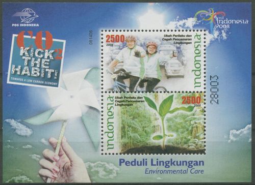 Indonesien 2008 Umweltschutz Radfahrer Pflanze Block 238 postfrisch (C98593)