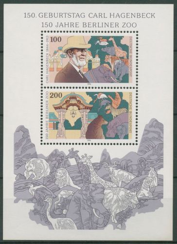 Bund 1994 Carl Hagenbeck Berliner Zoo Block 28 postfrisch (C98689)