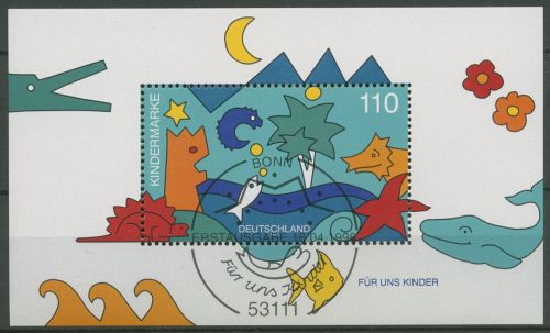 Bund 1998 Für uns Kinder Meerestiere Block 42 ESST Bonn gestempelt (C98759)