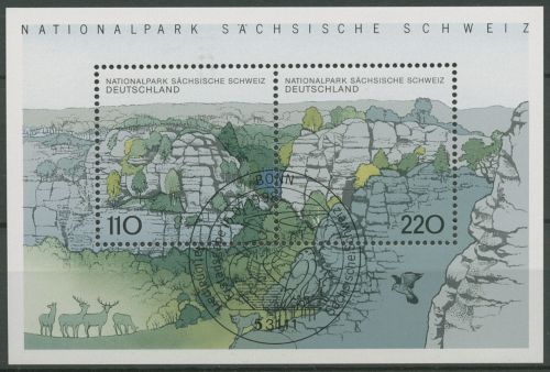 Bund 1998 Sächsische Schweiz Block 44 ESST Bonn gestempelt (C98769)