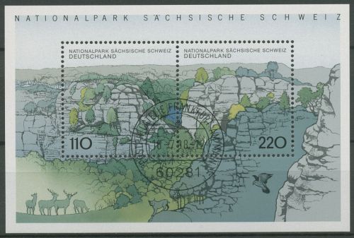 Bund 1998 Sächsische Schweiz Block 44 gestempelt (C98771)