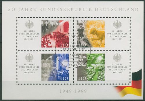 Bund 1999 50 J.Bundesrepublik Deutschland Block 49 ESST Bonn gestempelt (C98793)