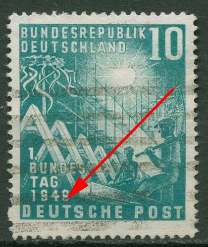 Bund 1949 Eröffnung des 1. Bundestages Plattenfehler 111 f 27 Balkenstempel