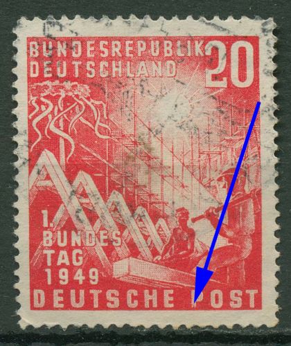 Bund 1949 1. Bundestag mit Plattenfehler 112 f 36 gestempelt