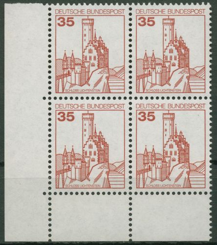 Bund 1982 Burgen & Schlösser 4er-Block Ecke unten links 1139 postfrisch