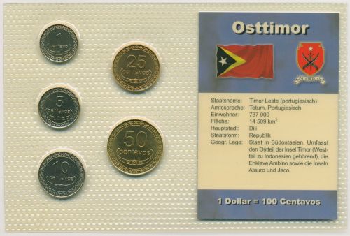 Osttimor 2004 Kursmünzen 1 - 50 Cents im Blister, st (m4118)