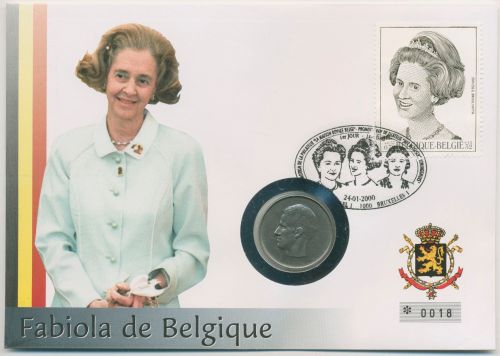 Belgien 2000 Königin Fabiola Numisbrief 10 Francs (N68)