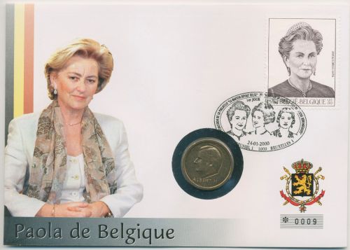 Belgien 2000 Königin Paola Numisbrief 20 Francs (N69)