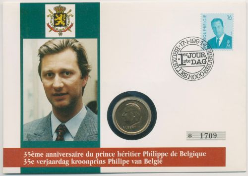 Belgien 1994 Prinz Philipe Numisbrief 20 Francs (N75)