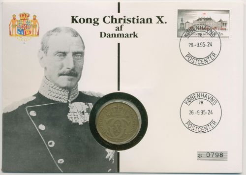 Dänemark 1995 König Christian X. Numisbrief 2 Kronen (N83)