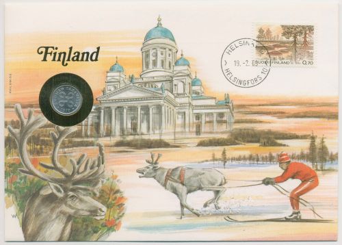Finnland 1988 Rentiere Dom zu Helsinki Numisbrief 1 Penni (N102)