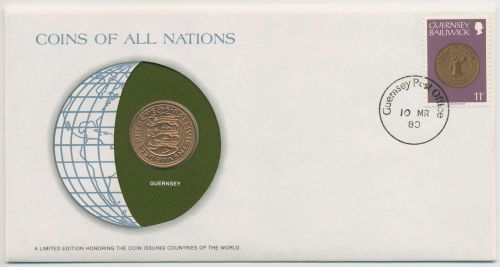 Guernsey 1980 Weltkugel Numisbrief 2 Pence (N137)