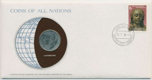 Luxemburg 1978 Weltkugel Numisbrief 10 Francs (N162)