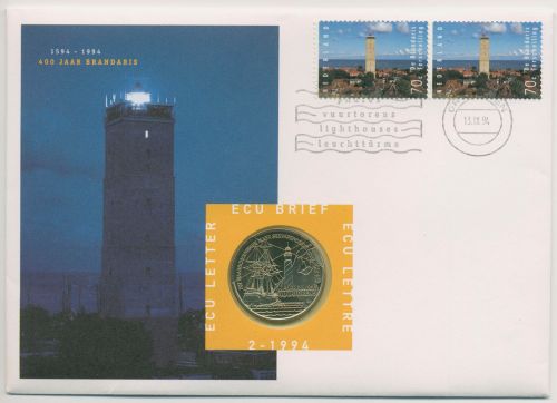 Niederlande 1994 Leuchttürme Brandaris Numisbrief mit Sondermünze (N178)