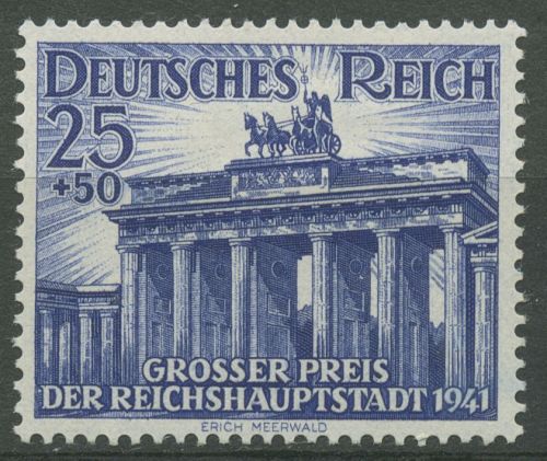Deutsches Reich 1941 Galopprennen, Brandenburger Tor 803 mit Falz