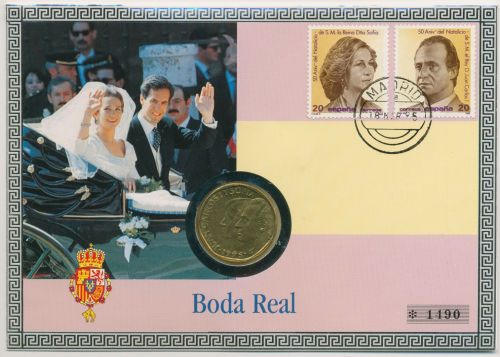 Spanien 1995 König Juan Carlos I. Hochzeit Numisbrief 500 Pesetas (N240)