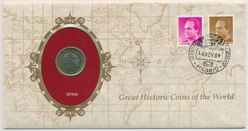 Spanien 1989 Historische Münzen Numisbrief 5 Pesetas (N241)