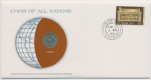 Zypern 1978 Weltkugel Numisbrief 25 Mils (N260)