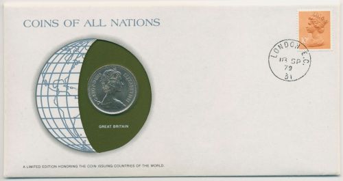 Großbritannien 1979 Weltkugel Numisbrief 10 New Pence (N278)