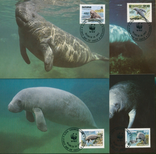 Guyana 1993 WWF Meeressäuger 4081/84 Maximumkarten (G9491)
