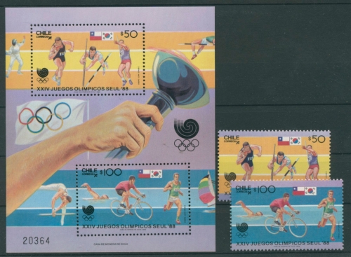 Chile 1988 Olympiade Seoul 1220/21 Block 7 postfrisch (R9418)