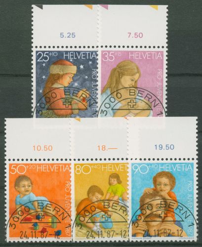 Schweiz 1987 Pro Juventute Weihnachten Kinder Kleinkind 1359/63 gestempelt