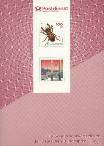 Bund Jahrbuch 1993 mit allen Marken postfrisch und Schwarzdruck (XL9583)