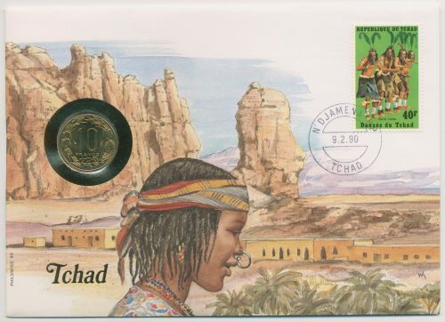Tschad 1990 Landschaft Numisbrief 10 Francs Zentralakrikanische Staaten (N325)