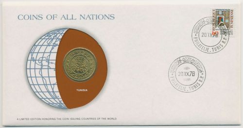 Tunesien 1978 Weltkugel Numisbrief 100 Millim (N331)