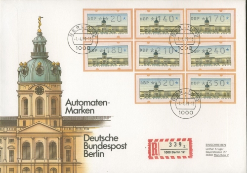 Berlin 1989 Automatenmarken VS 3 auf FDC (SG9654)