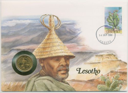 Lesotho 1988 Ureinwohner Landschaft Numisbrief 5 Lisente (N367)