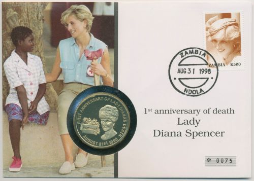 Sambia 1998 Prinzessin Diana Numisbrief 1000 Kwacha (N385)