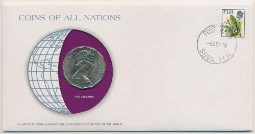 Fidschi-Inseln 1978 Weltkugel Numisbrief 50 Cent (N418)