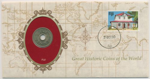 Fidschi-Inseln 1990 Historische Münzen Numisbrief 1 Penny (N420)