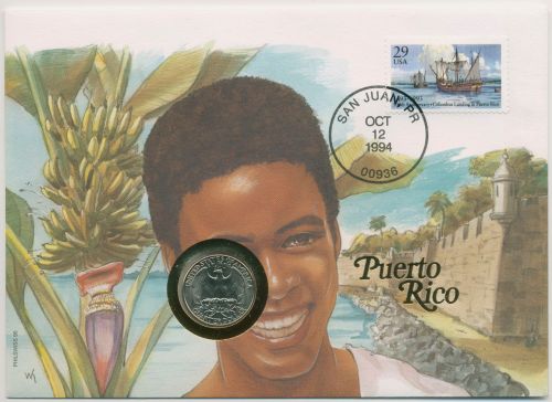 USA 1994 Küstenlandschaft von Puerto Rico Numisbrief 1/4 Dollar (N436)