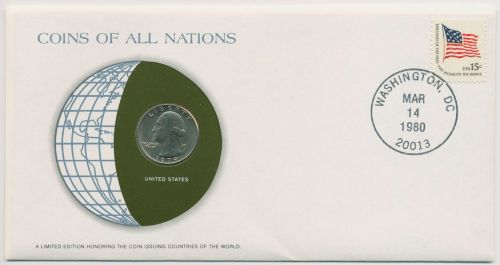 USA 1980 Weltkugel Numisbrief 1/4 Dollar (N442)
