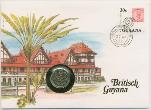 Guyana 1985 Stadtansicht Georgetown Numisbrief 25 Cent (N447)