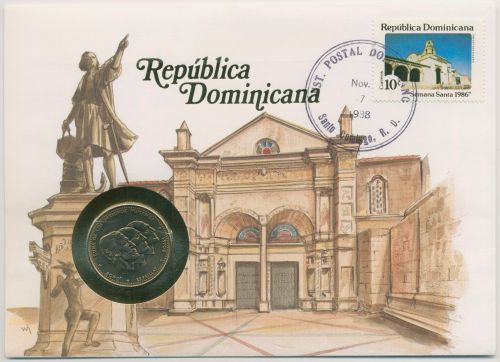 Dominikanische Republik 1988 Kathedrale Numisbrief 1/2 Peso (N460)