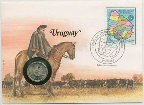 Uruguay 1984 Viehhirte Numisbrief 1 Peso (N477)