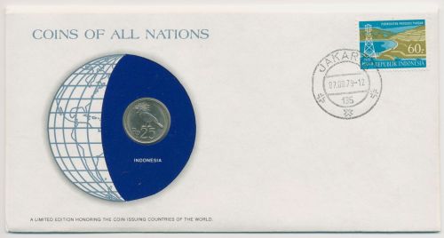 Indonesien 1979 Weltkugel Numisbrief 25 Rupiah (N525)