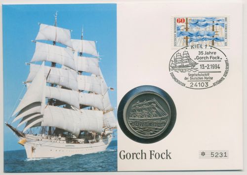 Bund 1994 Segelschiff Gorch Fock Numisbrief mit 100 Francs Kongo (N559)