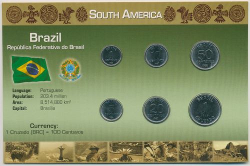 Brasilien 1986/88 Kursmünzen 1 Centavo - 1 Cruzado im Blister, st (m4149)