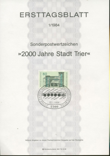 Bund Jahrgang 1984 Ersttagsblätter ETB komplett (XL9784)