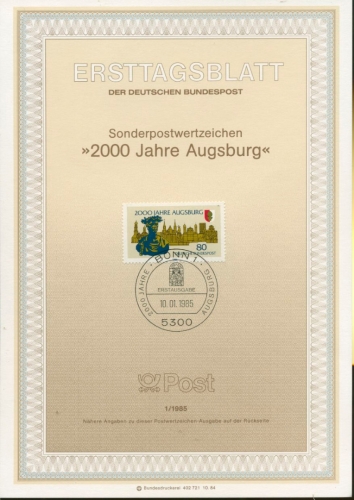 Bund Jahrgang 1985 Ersttagsblätter ETB komplett (XL9685)
