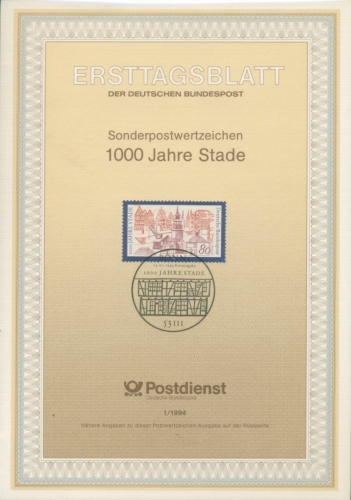 Bund Jahrgang 1994 Ersttagsblätter ETB komplett (XL9694)